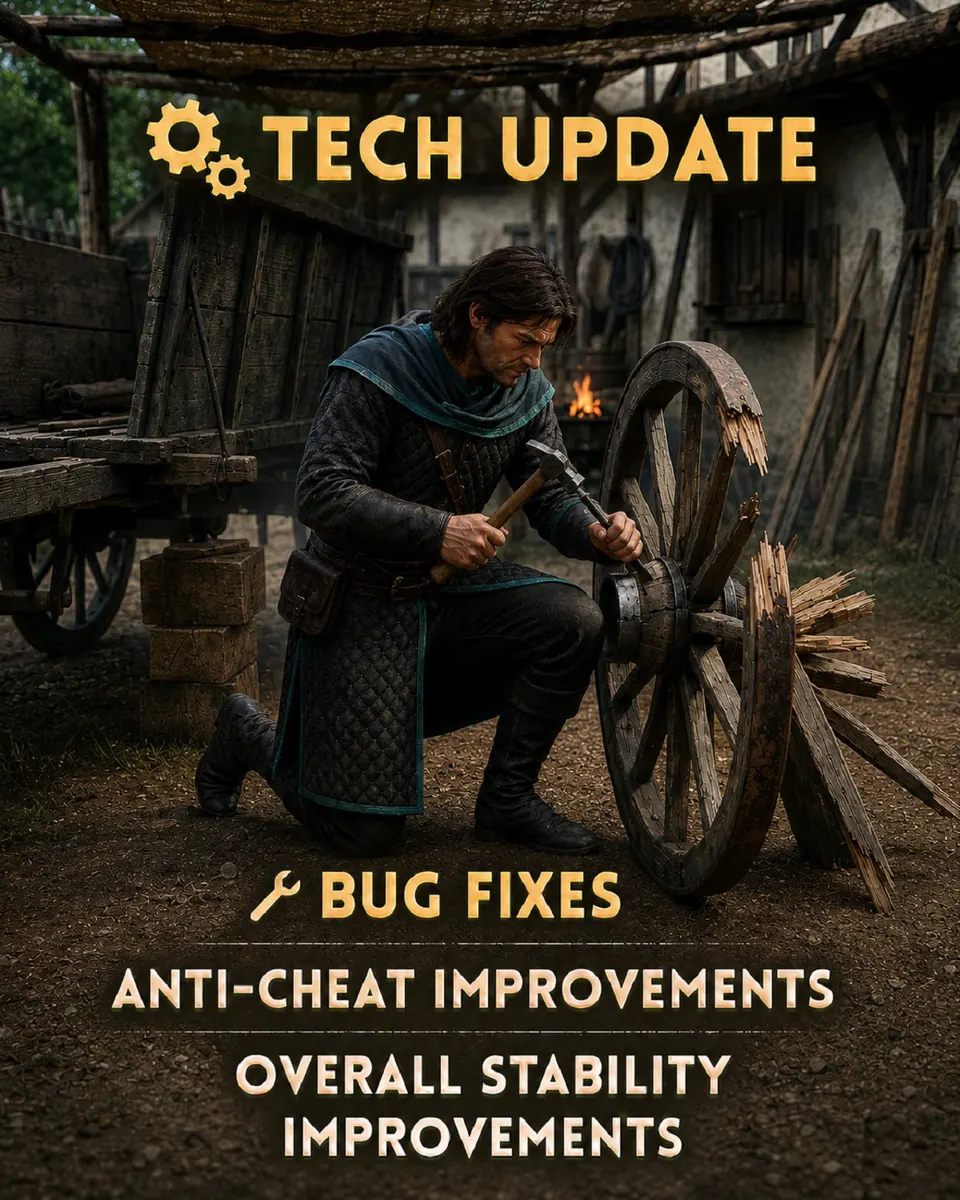 Tech update poster: bug fixes, anti-cheat improvements and overall stability improvements.